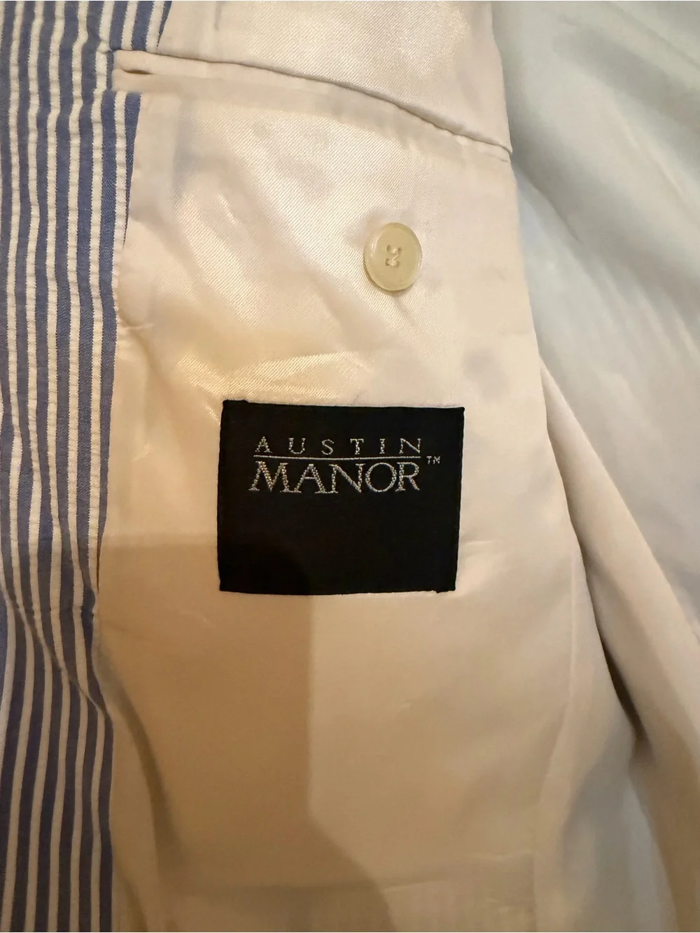 Men's Blue & White Striped Blazer - Classic Seersucker Style